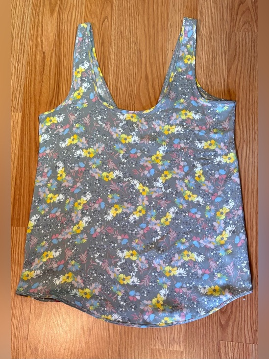 Free People Tops - Free People Gray Floral Scoop Tank with Yellow & Pink Blooms